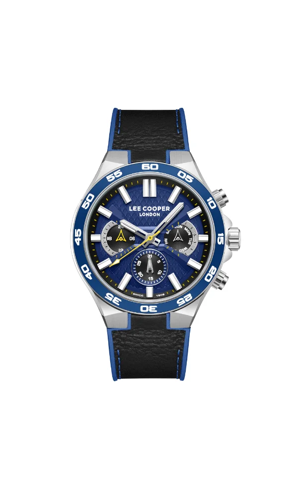 لي كوبر Men's Multi Function Display Watch With Black Leather Strap - LC08066.399