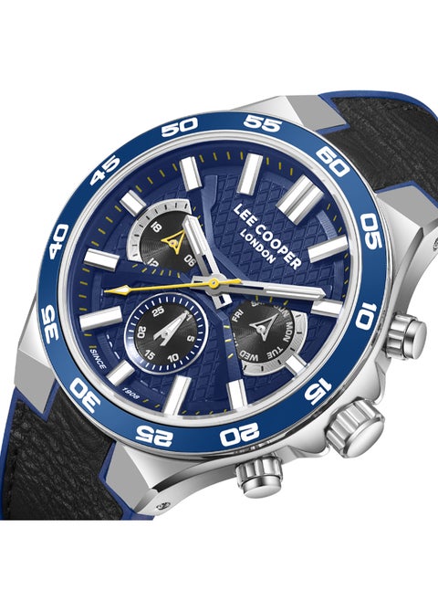 Men's Multi Function Display Watch With Black Leather Strap - LC08066.399