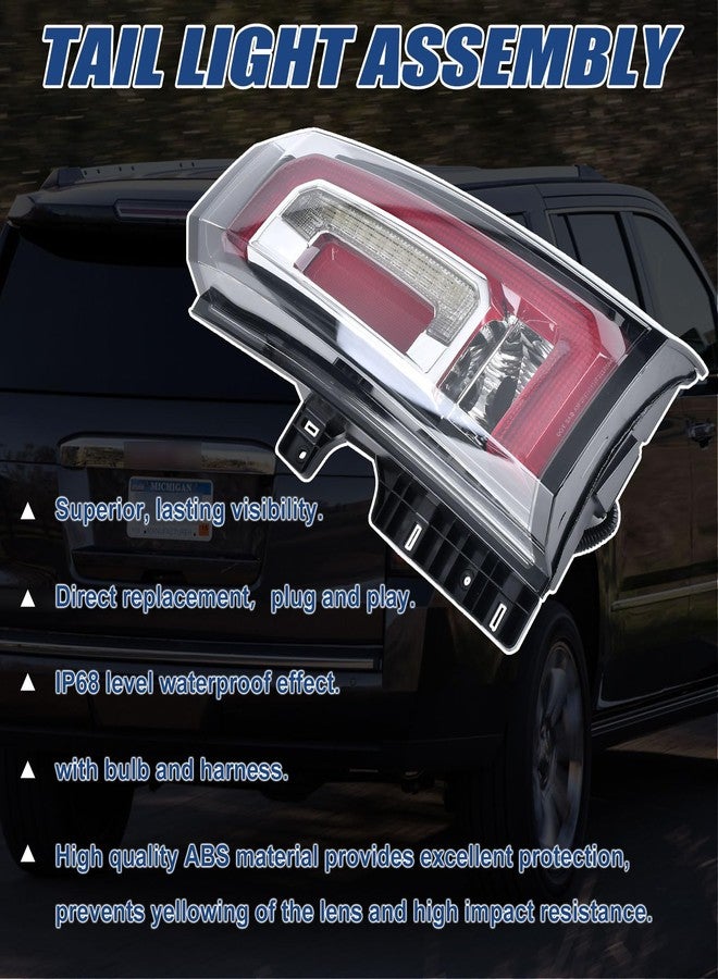 Goopool مجموعة مصابيح خلفية من Goopool متوافقة مع GMC Yukon XL موديلات 2015-2020، مصباح LED خلفي جهة الراكب الأيمن، مصباح فرامل وإشارة انعطاف مع لمبة، بديل للأرقام 23380460 و84536243 وGM2801268 - Image 3