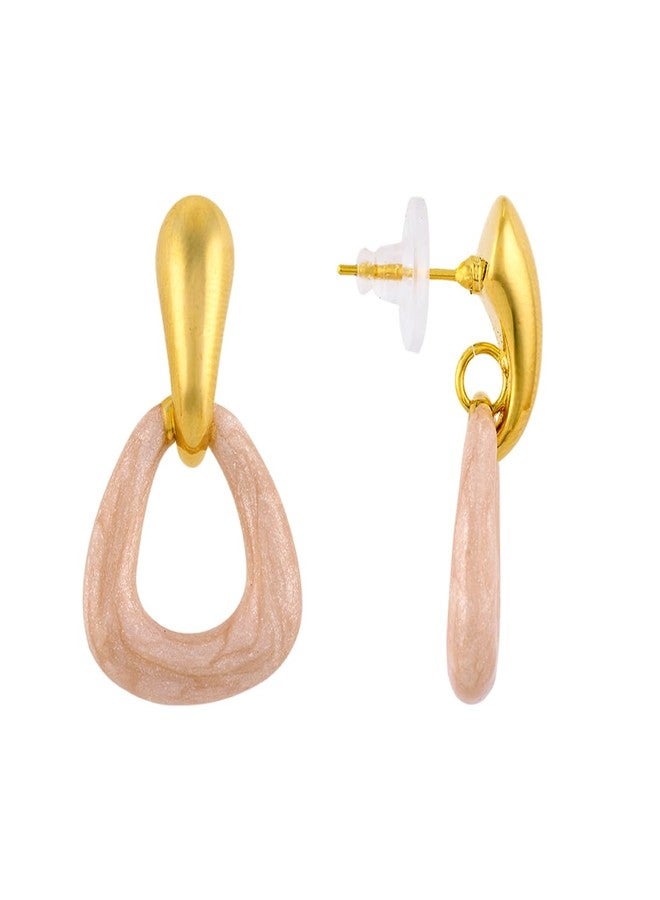 KUSHAL'S Fashion Jewellery Pink Gold Polished Copper Trendy Earrings, Best for Casual Wear & Special Occasion - 455726 - Image 3