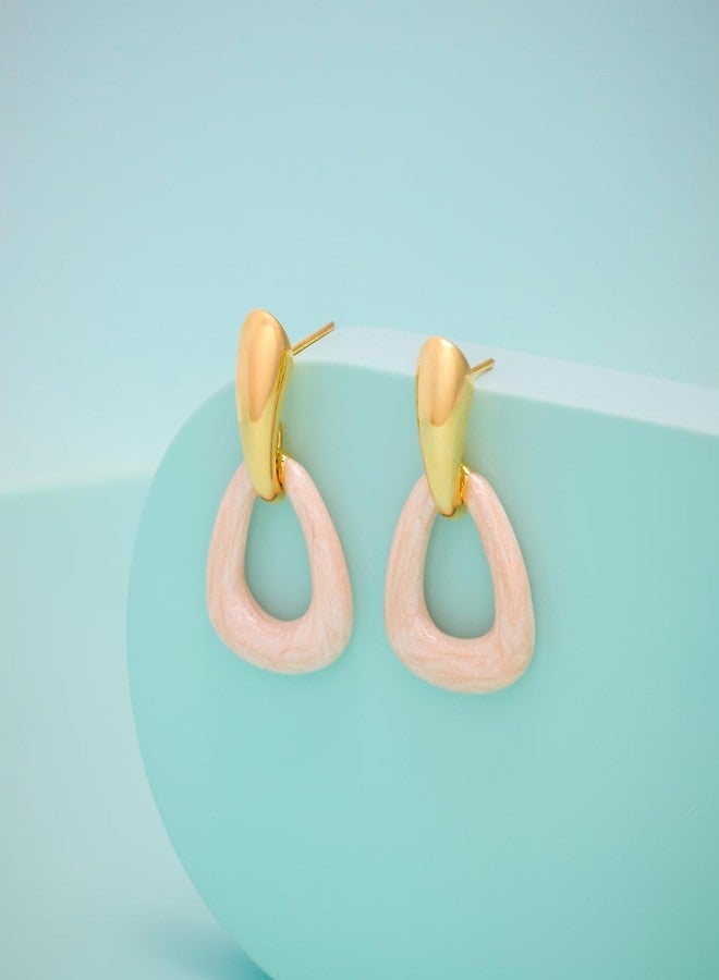 KUSHAL'S Fashion Jewellery Pink Gold Polished Copper Trendy Earrings, Best for Casual Wear & Special Occasion - 455726 - Image 2