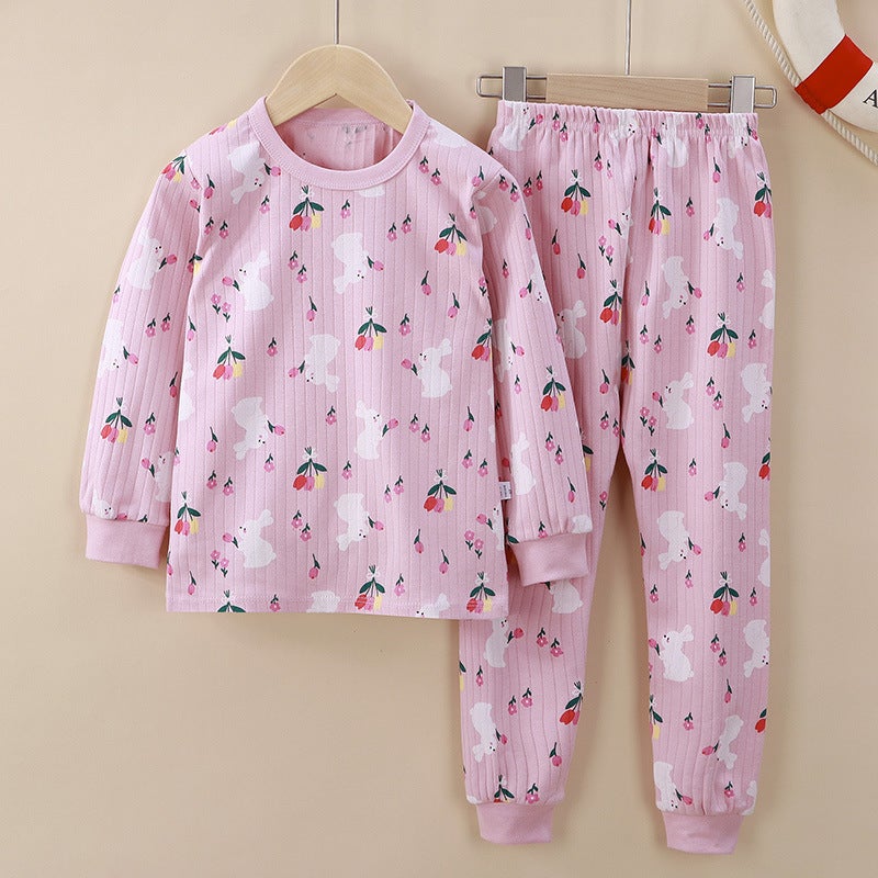 Boys' Underwear Suit Pure Cotton Girls' Middle-Sized Homewear Big Children'S Pajamas Teenagers Autumn Clothes Long Pants Children'S Clothing - Image 2