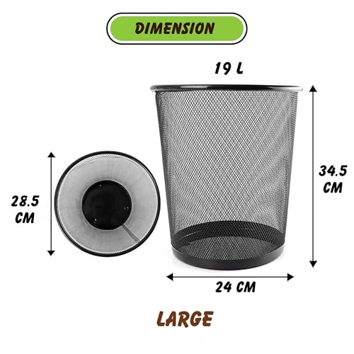 VeleSolv Metal Mesh Dustbin for Office use & Home/Multipurpose (Black) (Pack of 1, Large) - Image 2