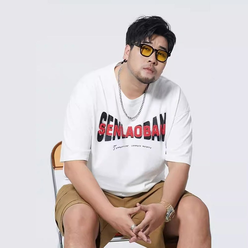 Cotton Letter Printed T-Shirt Men'S Hong Kong Style Oversize Short Sleeve Loose Casual Top Men'S Fashion - Image 5
