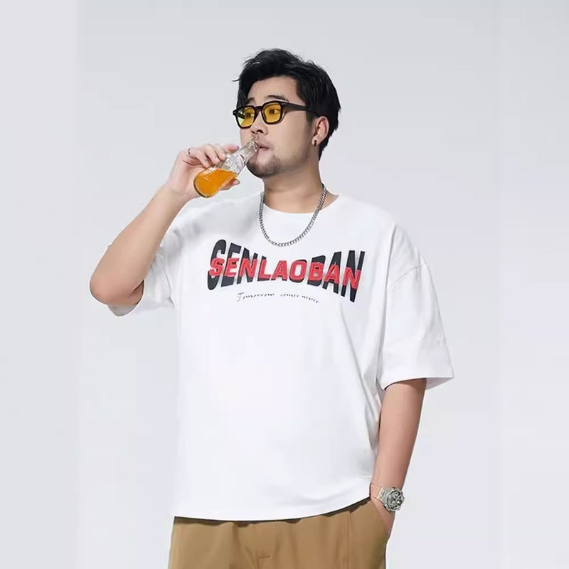 Cotton Letter Printed T-Shirt Men'S Hong Kong Style Oversize Short Sleeve Loose Casual Top Men'S Fashion - Image 3
