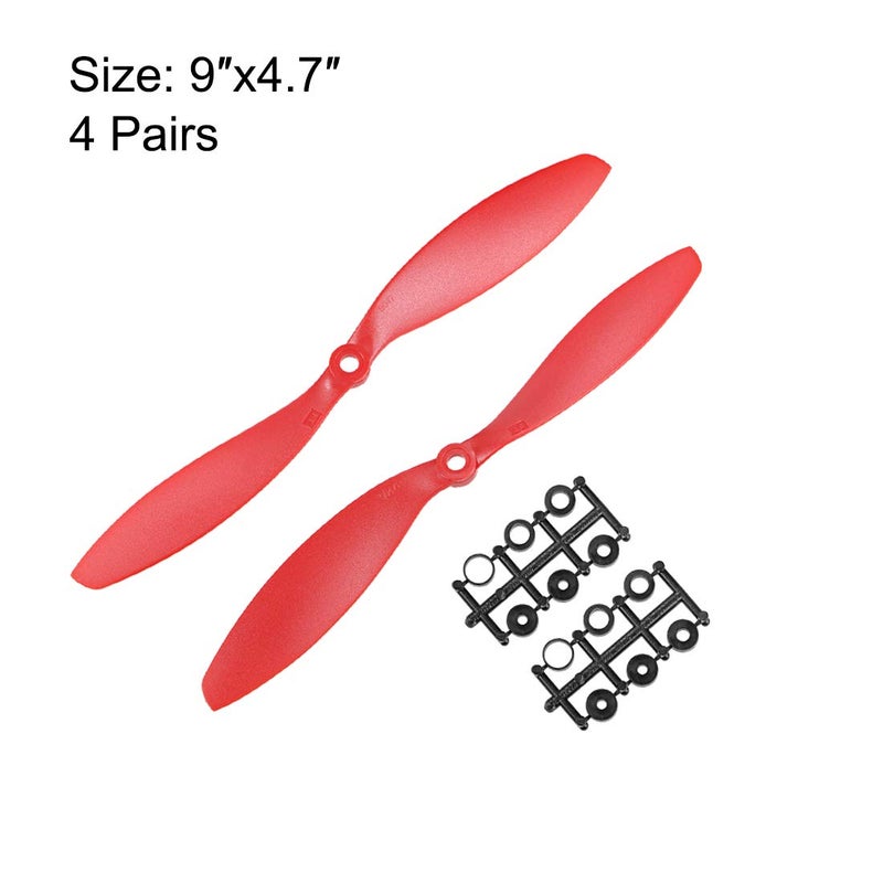 uxcell uxcell RC Propellers CW CCW 9047 9x4.7 Inch 2-Vane Fixed-Wing for Airplane Toy, Nylon with Adapter Rings 4 Pair a19082100ux1478  - Image 2