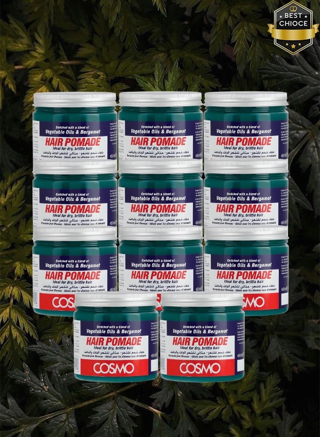 COSMO 11 Pieces Hair Pomade Vegetable Oils And Bergamot Ideal For Dry And Brittle Hair 450ml  - Image 1