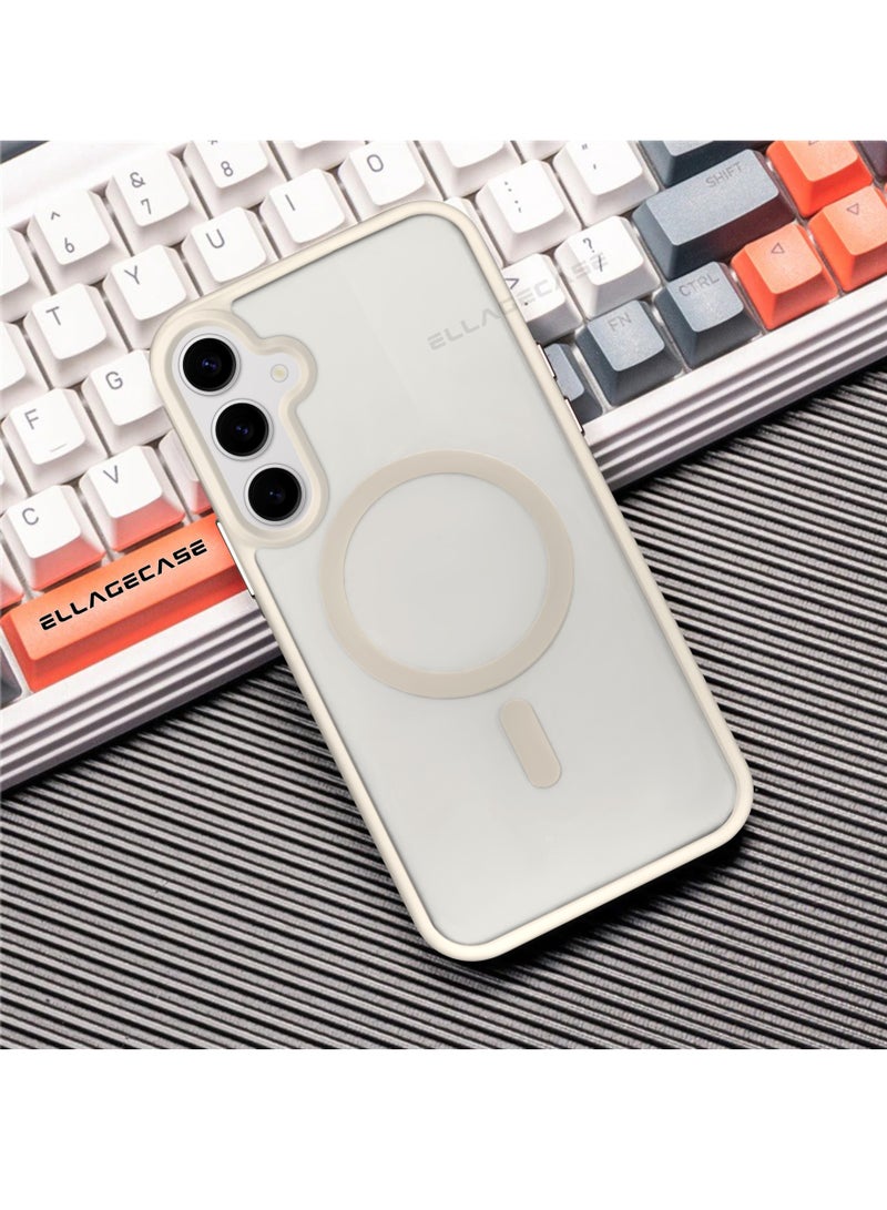 ELLAGECASE حافظة أنيقة بيضاء لهاتف سامسونج جالاكسي S25 بلس، حماية كاميرا قوية، مضادة للصدمات، حماية معززة، متوافقة مع شحن MagSafe والشحن اللاسلكي - Image 3