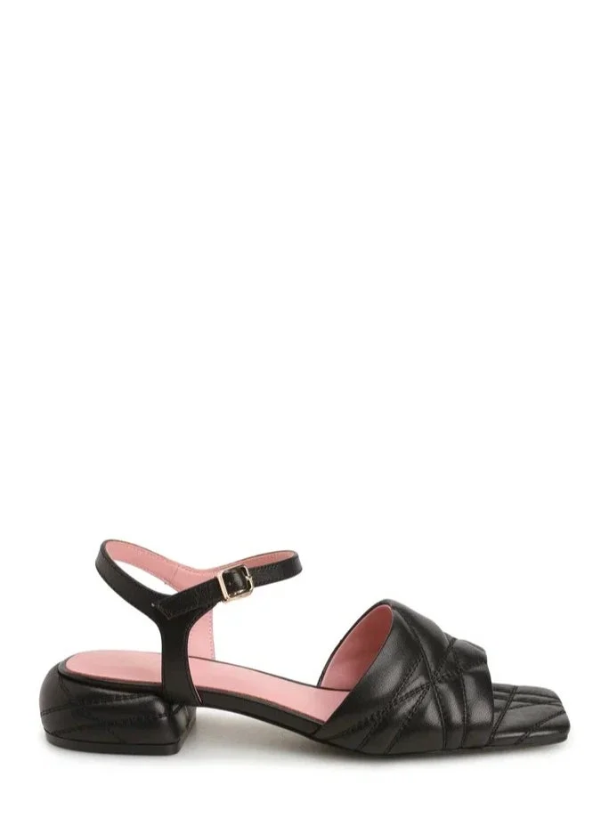 ART DES SPHERES Women's Leather Kitten Slingback Sandal Buckle Closure Buckle