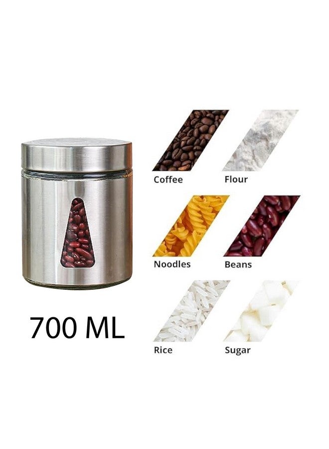Femora Kitchen Storage Jars Steel Finish With See Through Window Jar, 700 Ml, Pack Of 2, Silver - Image 4
