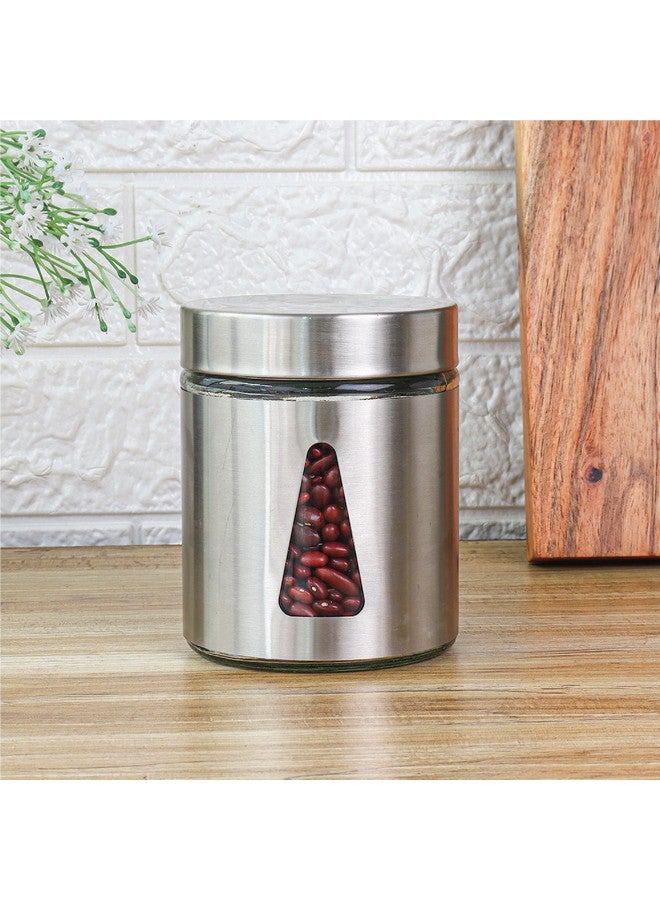 Femora Kitchen Storage Jars Steel Finish With See Through Window Jar, 700 Ml, Pack Of 2, Silver - Image 2