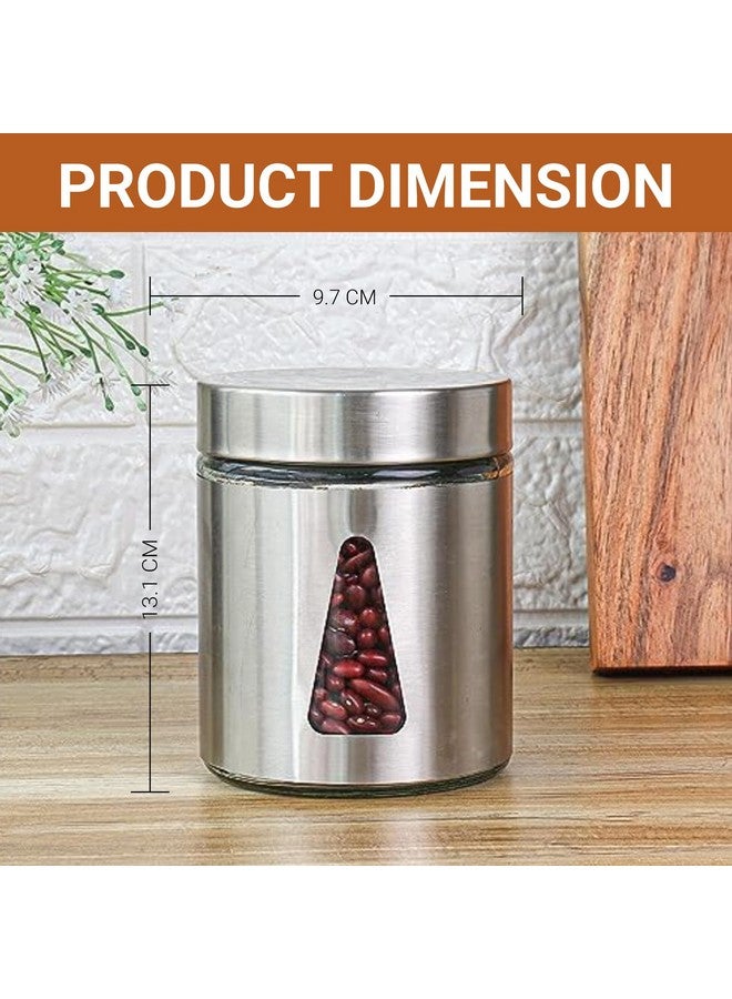Femora Kitchen Storage Jars Steel Finish With See Through Window Jar, 700 Ml, Pack Of 2, Silver - Image 5