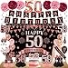 Eucutur 42PCS 50th Birthday Decoration Kit for Women Rose Gold Happy 50th Bday Banner Balloons Honeycomb Centerpiece Swirl Paper Pompoms Party Supplies 50 Bday Sash Table Cake Topper Swirls Set - Image 3
