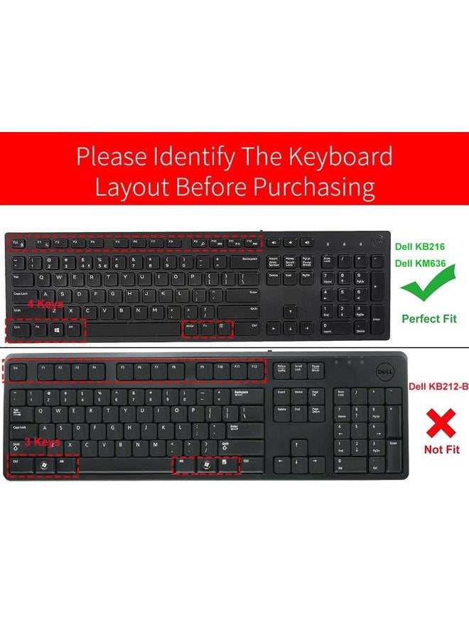 imComor Dell Keyboard Cover for KB216 KB216p Wired & KM636 Wireless Keyboard, Optiplex 5250 3050 3240 5460 7450 7050, Inspiron AIO 3475/3670/3477 - Black Large Print Keyboard Skin Protector - Image 2