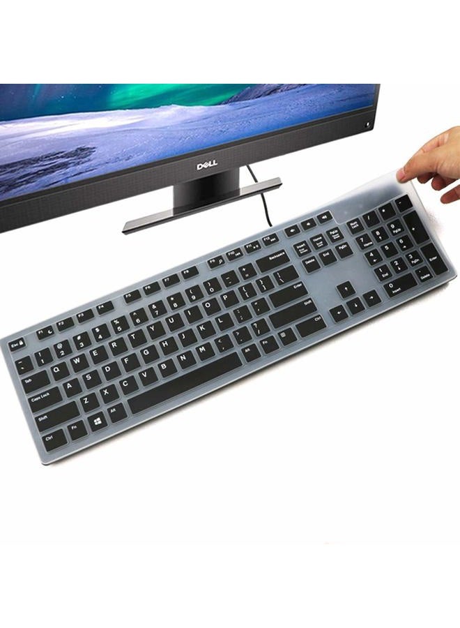 imComor Dell Keyboard Cover for KB216 KB216p Wired & KM636 Wireless Keyboard, Optiplex 5250 3050 3240 5460 7450 7050, Inspiron AIO 3475/3670/3477 - Black Large Print Keyboard Skin Protector - Image 1