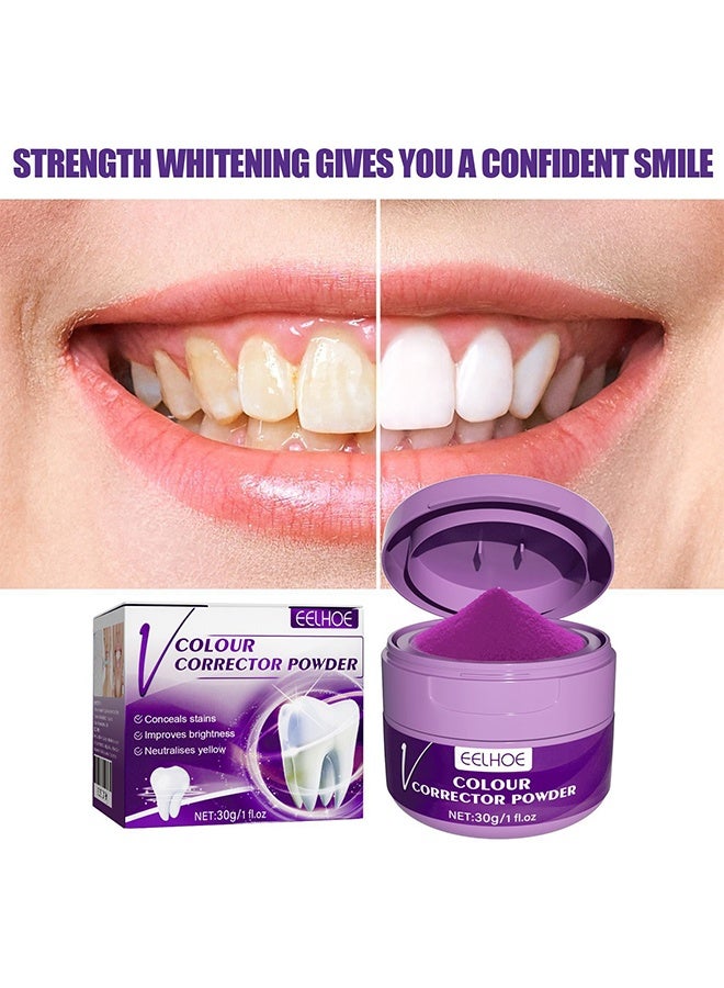 إيلهو مسحوق تصحيح اللون الأرجواني للأسنان، مسحوق تصحيح أرجواني لتبييض الأسنان، مجموعة تبييض الأسنان، معجون الأسنان المصحح للون، إزالة بقع الأسنان، مبيض الأسنان - Image 2