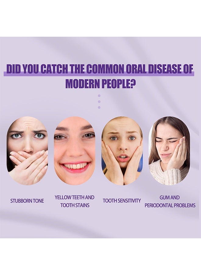 إيلهو مسحوق تصحيح اللون الأرجواني للأسنان، مسحوق تصحيح أرجواني لتبييض الأسنان، مجموعة تبييض الأسنان، معجون الأسنان المصحح للون، إزالة بقع الأسنان، مبيض الأسنان - Image 4