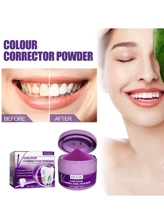 إيلهو مسحوق تصحيح اللون الأرجواني للأسنان، مسحوق تصحيح أرجواني لتبييض الأسنان، مجموعة تبييض الأسنان، معجون الأسنان المصحح للون، إزالة بقع الأسنان، مبيض الأسنان - Image 1