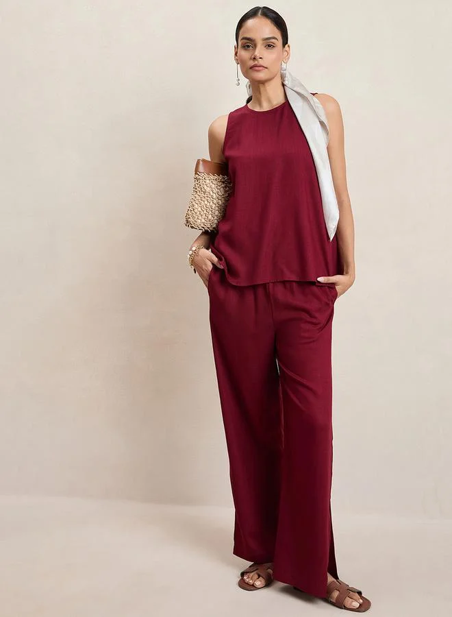 Femmella Solid Round Neck Top & Pants Co-Ords by Styli