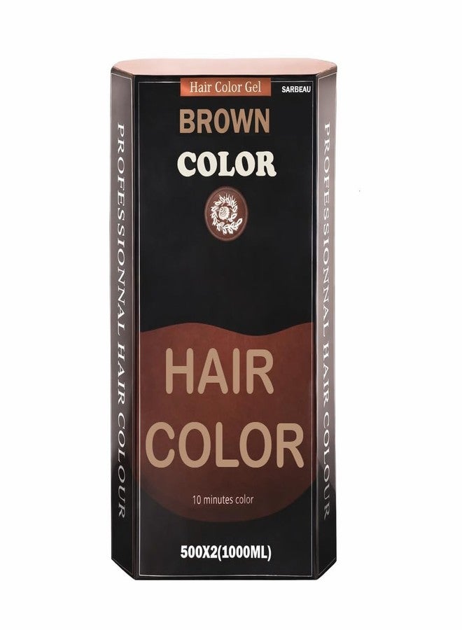 Sarbeau Dark Brown Hair Colour Gel, Natural Herbal Formula, 500ml x 2, 10-Minute Application (DARK BROWN COLOUR) - Image 1