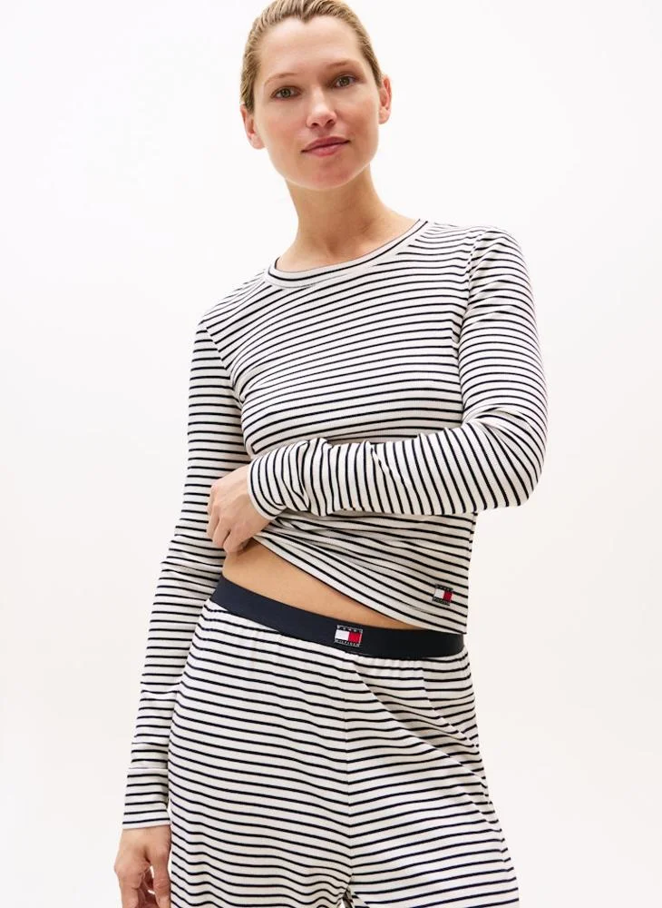 TOMMY HILFIGER Logo Striped Crew Neck T-Shirt