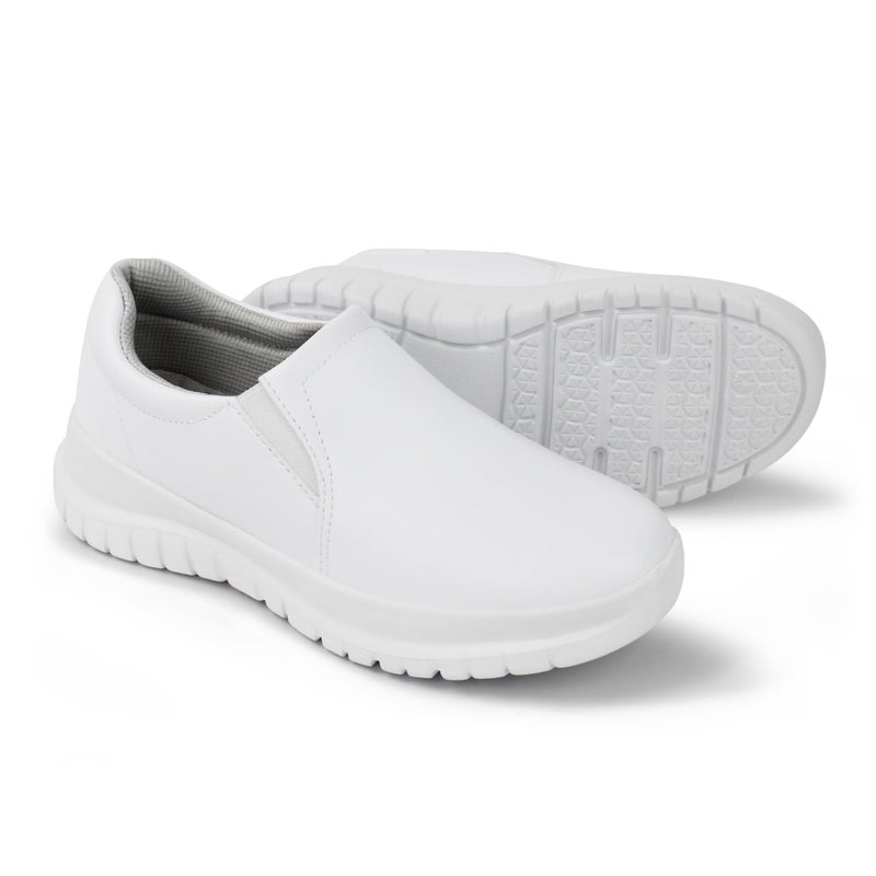 Hawkwell Women's Slip On Lightweight Water Resistant Nurse Shoes Slip Resistant Healthcare Work Shoes,White Synthetic,8 M US - Image 1