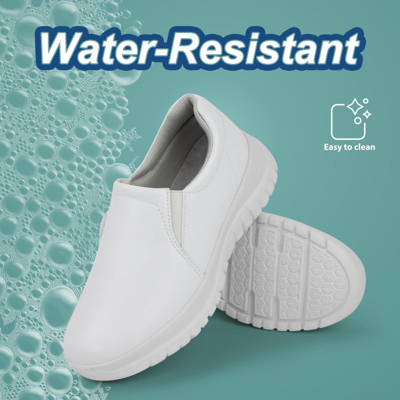 Hawkwell Women's Slip On Lightweight Water Resistant Nurse Shoes Slip Resistant Healthcare Work Shoes,White Synthetic,8 M US - Image 5