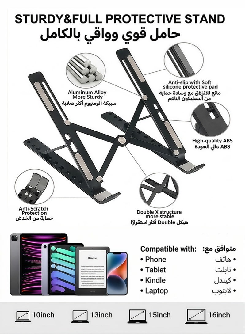 ZAFRA 2-in-1 Laptop Stand & Phone Holder: Adjustable Ergonomic Design for Home Office - Image 4
