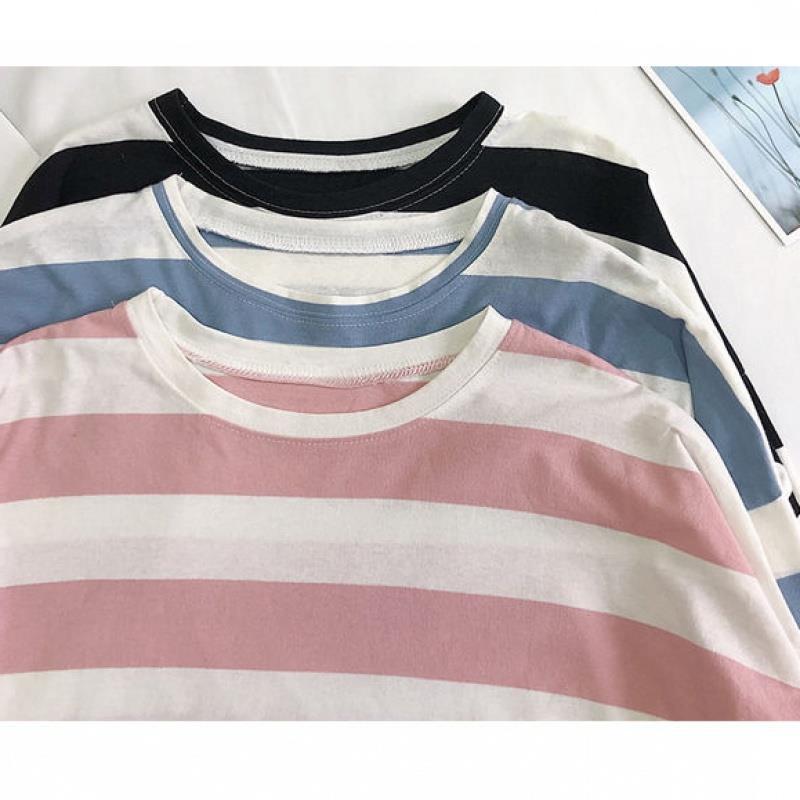 Spring coat long sleeve T-shirt female Korean striped loose ins tide student women's spring and autumn bottoming shirt a generation of hair - Image 5