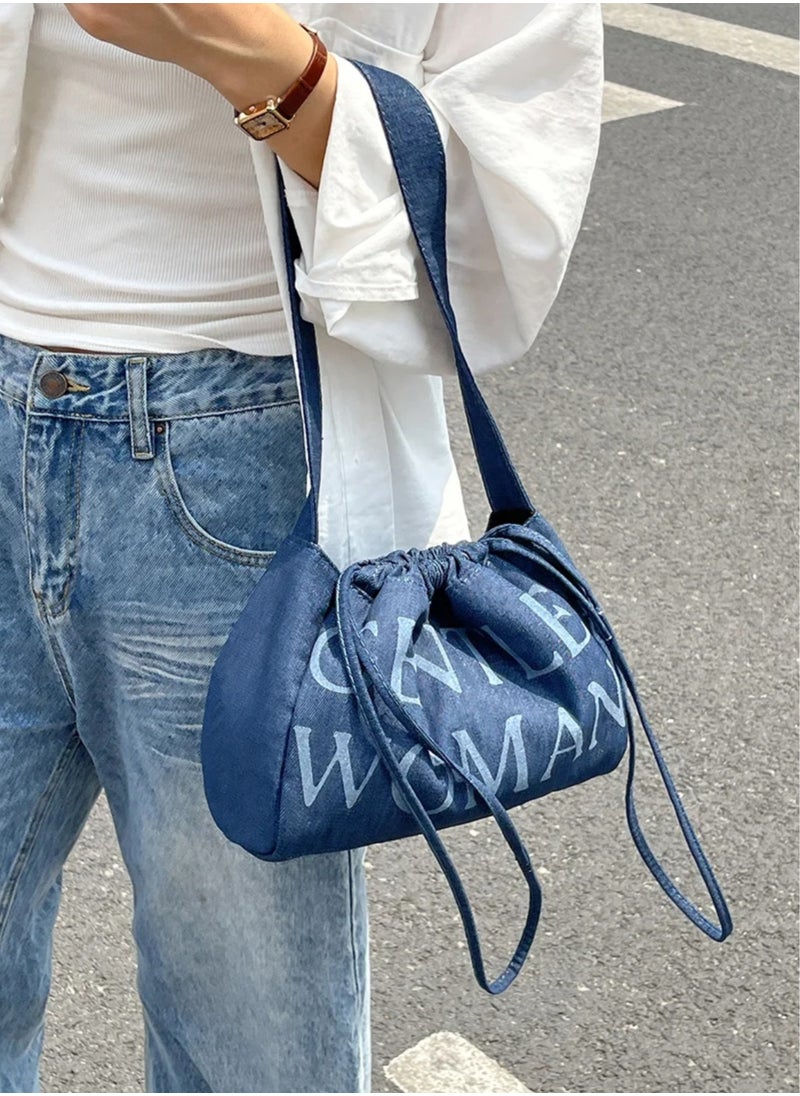 GENTLE WOMAN Gentle Woman Dumpling bag Denim drawstring shoulder bag  - Image 4