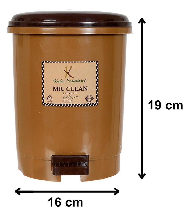 Kuber Industries Tiny Countertop Trash Bin, Mini Desktop Garbage Bin with Padal (Brown & Coffee)-Pack of 2 (HS_36_KUBMART018549)