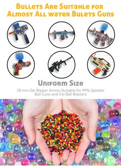 Generic Water Bullets Beads Refill Ammo (7-8mm 2 pack-60,000 Per Pack)–Water Balls Beads for Water Blaster Gun Toys, Non-Toxic Water-Based Balls Bullet (Yellow& Multicolour, 7-8mm 120,000Pcs)  - Image 2