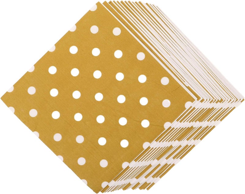 IMIKEYA 16pcs Disposable Party Napkins, 3-ply Printed Paper Serviettes with Gold Dot Pattern, Absorbent Paper Napkins for Wedding, Birthday, Shower and Dinner Parties - Image 1
