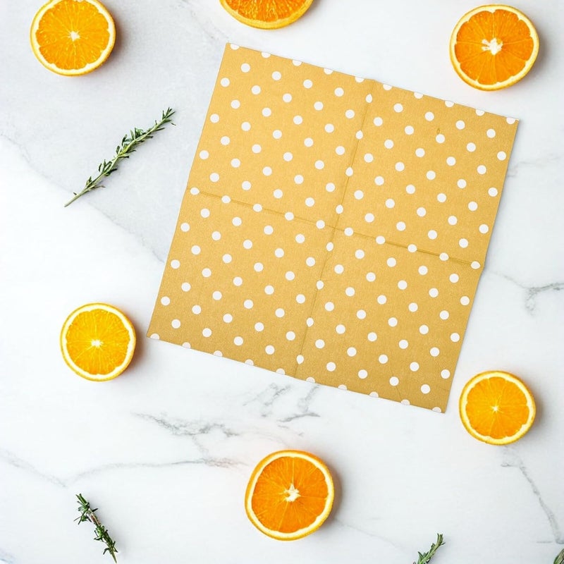 IMIKEYA 16pcs Disposable Party Napkins, 3-ply Printed Paper Serviettes with Gold Dot Pattern, Absorbent Paper Napkins for Wedding, Birthday, Shower and Dinner Parties - Image 5