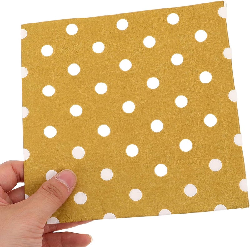 IMIKEYA 16pcs Disposable Party Napkins, 3-ply Printed Paper Serviettes with Gold Dot Pattern, Absorbent Paper Napkins for Wedding, Birthday, Shower and Dinner Parties - Image 4
