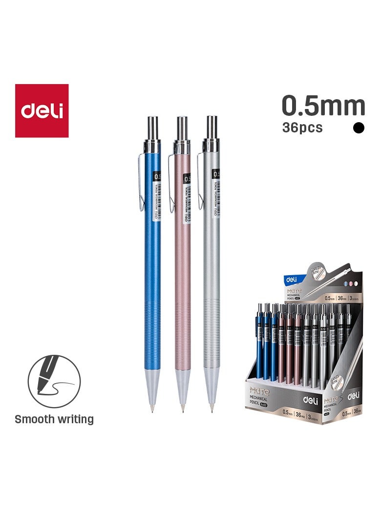 Deli Deli E6492 Mechanical Pencil 0.5mm Assorted Colors-36pcs/box– ideal for writing, sketching, drafting  - Image 1