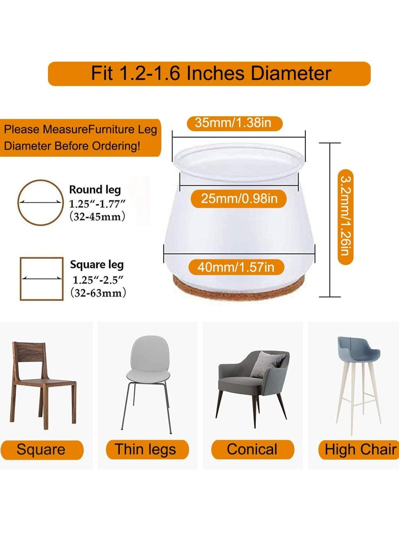 Oasisgalore Chair Leg Protectors for Hardwood Floors，12pcs Silicone Chair Leg caps with Felt Pads. - Image 2