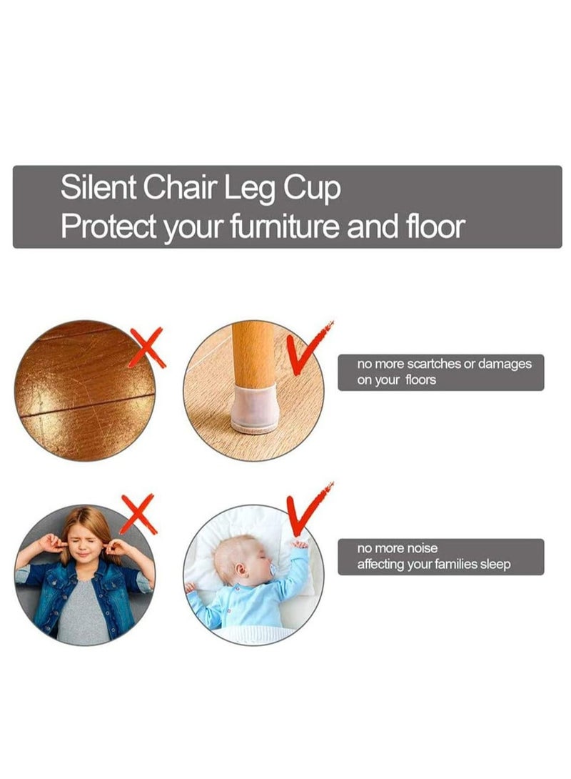 Oasisgalore Chair Leg Protectors for Hardwood Floors，12pcs Silicone Chair Leg caps with Felt Pads. - Image 4