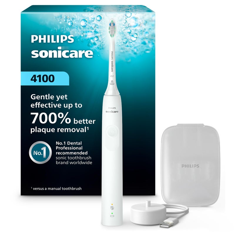Philips Sonicare 4100 Rechargeable Electric Toothbrush Advanced Plaque Removal Pressure Sensor Includes Brush Head Case White BD5002AZ - Image 2