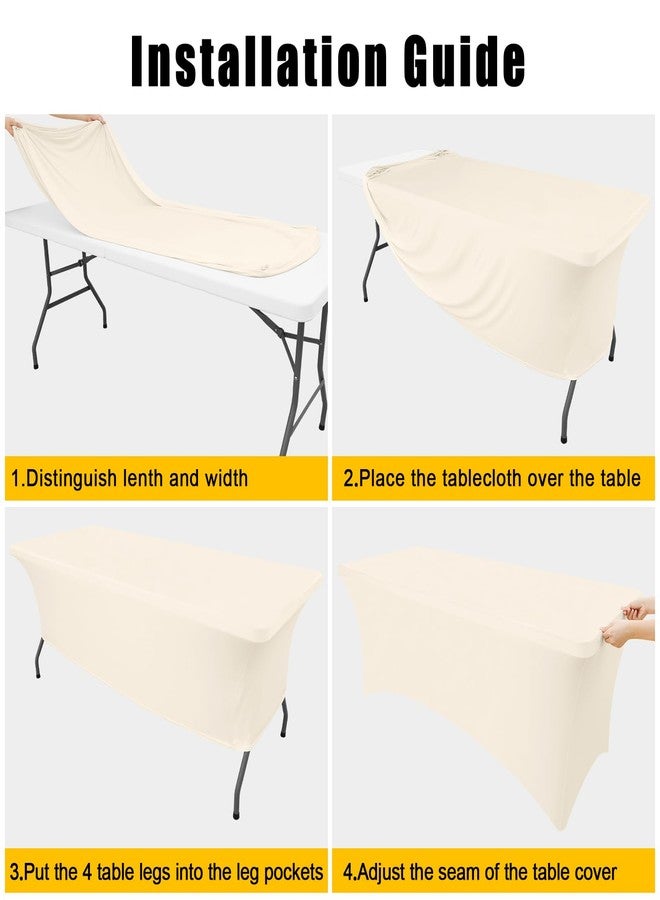 Smiry 2 Pack Spandex Table Cloth 6FT, Elastic Fitted Stretch Tablecloths for Rectangle Tables, Washable Table Cover for Outdoor, Wedding, Banquet & Parties (Beige, 72Lx30Wx30H Inch) - Image 5