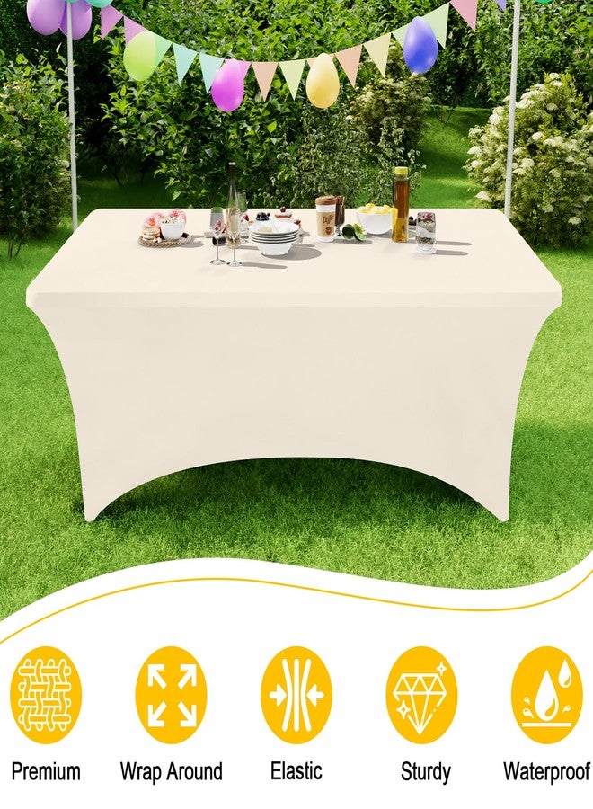 Smiry 2 Pack Spandex Table Cloth 6FT, Elastic Fitted Stretch Tablecloths for Rectangle Tables, Washable Table Cover for Outdoor, Wedding, Banquet & Parties (Beige, 72Lx30Wx30H Inch) - Image 3