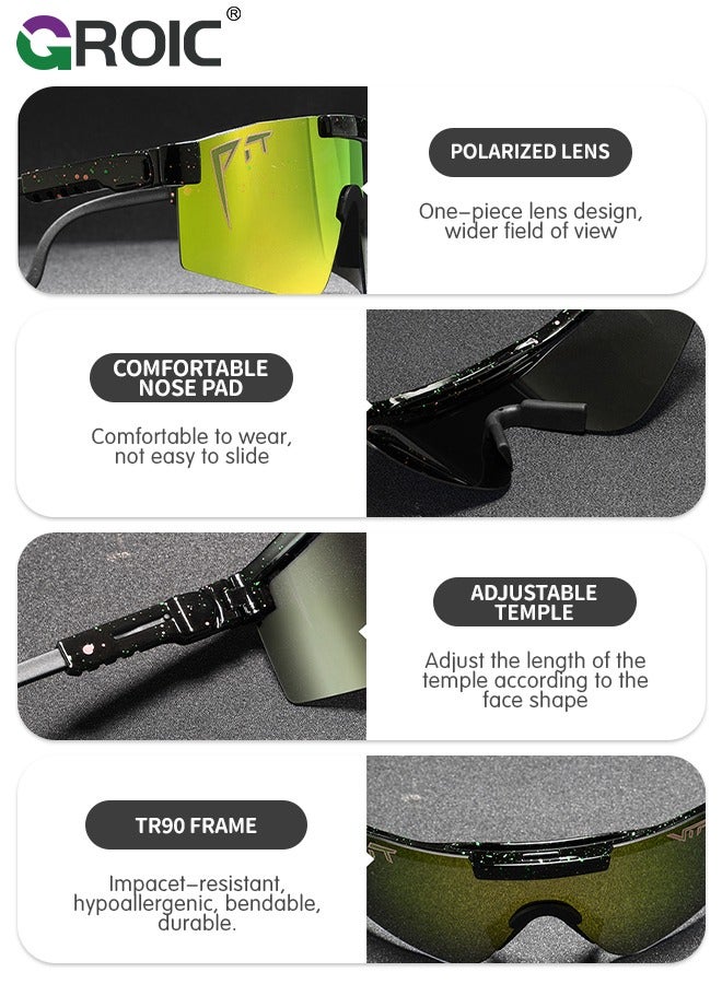 GROIC نظارات شمسية رياضية حماية من الأشعة فوق البنفسجية نظاراتCycling مستقطبة UV400 واقي خارجي نظارات مقاومة للرياح للرياضات الجري الجولف البيسبول الصيد - Image 3
