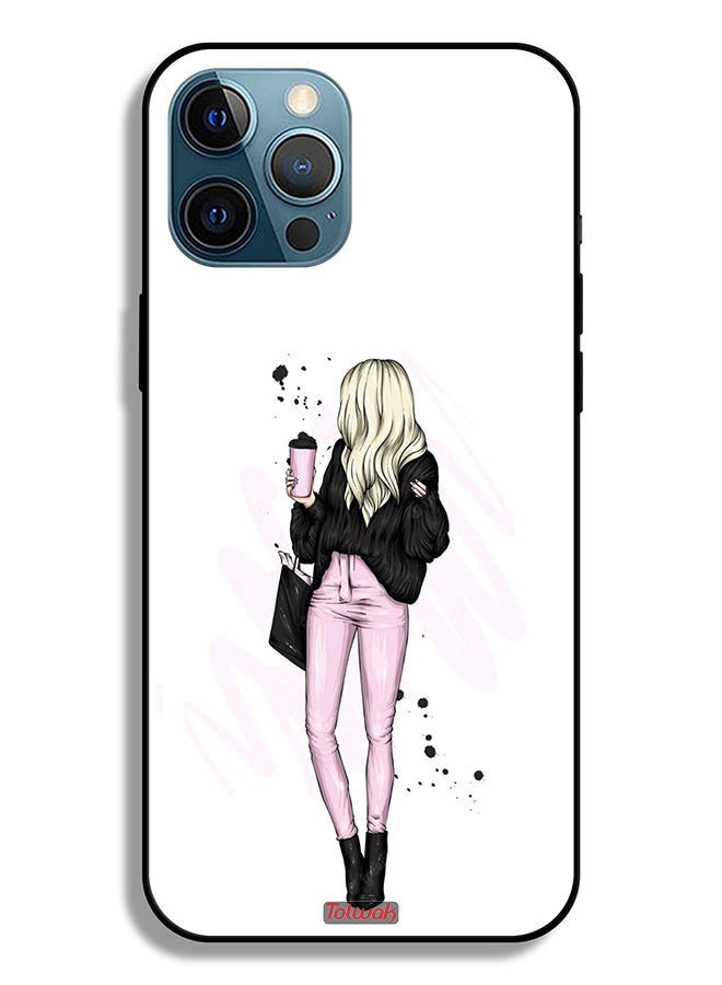 Tolwak Apple iPhone 12 Pro Max Protective Case Girl Holding Coffee Cup Art - Image 2