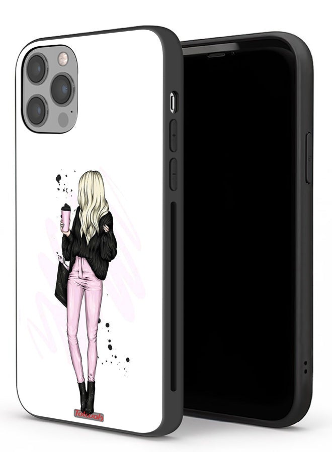 Tolwak Apple iPhone 12 Pro Max Protective Case Girl Holding Coffee Cup Art - Image 1