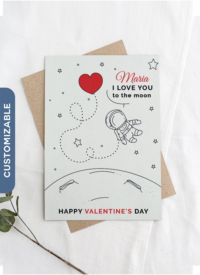 Share the Love I love you to the moon - Personalised Valentine's Greeting Card 