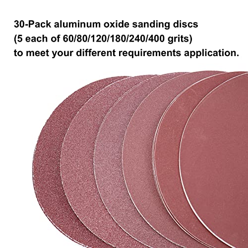 Taokyid 30-Pack 9 Inch PSA Sanding Discs, Self Adhsive Aluminum Oxide Sand Paper 60 80 120 180 240 400 Assorted Grits … - Image 2