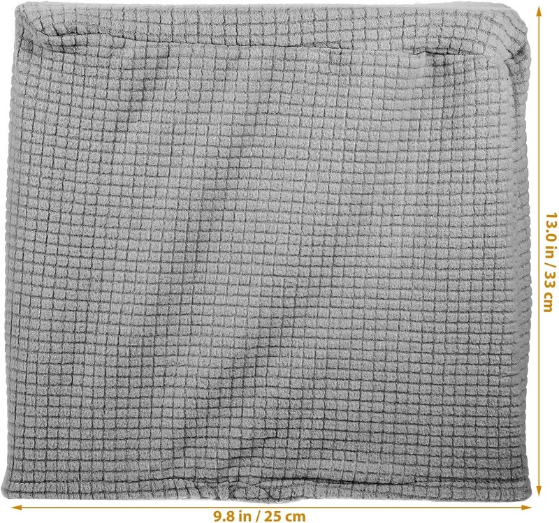 Square Stool Cover Elastic Cube Seats Protector Gray Fabric Dustproof Slipcover for Footstool and Sofa Ottoman Use - Image 2