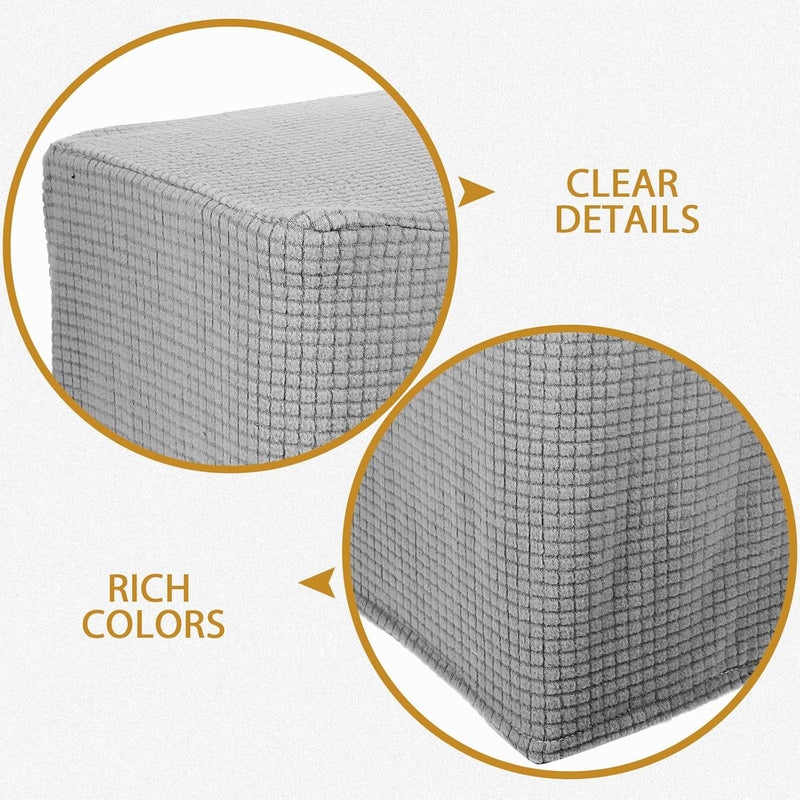Square Stool Cover Elastic Cube Seats Protector Gray Fabric Dustproof Slipcover for Footstool and Sofa Ottoman Use - Image 3