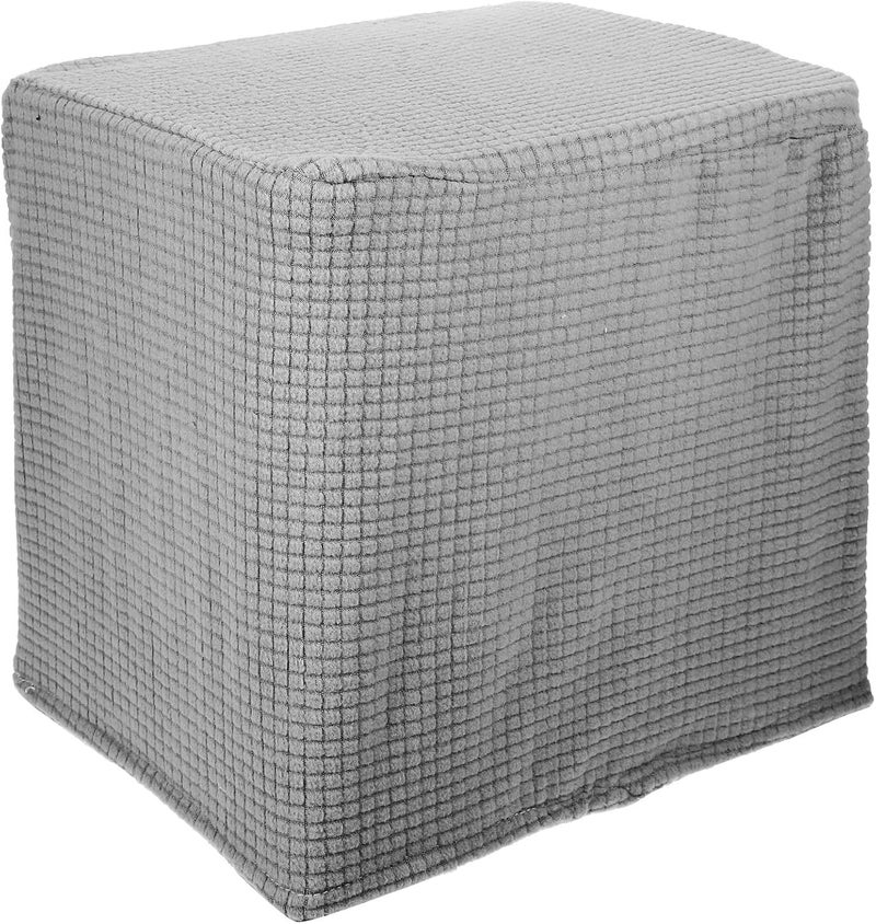 Square Stool Cover Elastic Cube Seats Protector Gray Fabric Dustproof Slipcover for Footstool and Sofa Ottoman Use - Image 1