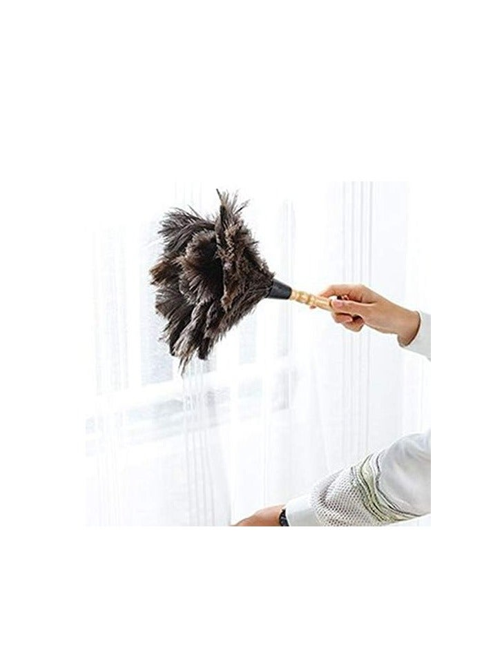 Loquat Anti-Static Feather Fur Brush Duster Dust Cleaning Tool with Wooden Handle Household - Image 5